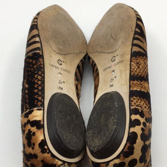 Corso Como Animal Print Pony Hair Hair on Hide Pointy Ballet Flats Size 7M - Picture 13 of 16